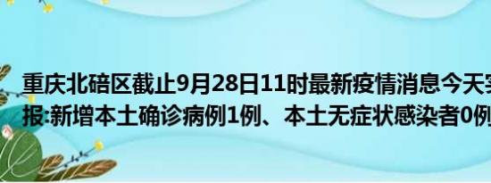 重庆北碚区截止9月28日11时最新疫情消息今天实时数据通报:新增本土确诊病例1例、本土无症状感染者0例