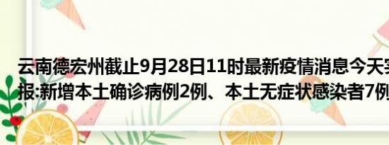 云南德宏州截止9月28日11时最新疫情消息今天实时数据通报:新增本土确诊病例2例、本土无症状感染者7例