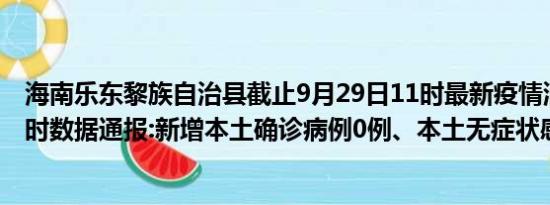 海南乐东黎族自治县截止9月29日11时最新疫情消息今天实时数据通报:新增本土确诊病例0例、本土无症状感染者0例