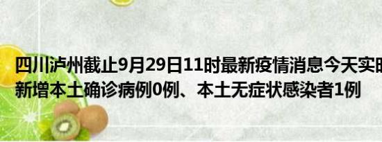 四川泸州截止9月29日11时最新疫情消息今天实时数据通报:新增本土确诊病例0例、本土无症状感染者1例