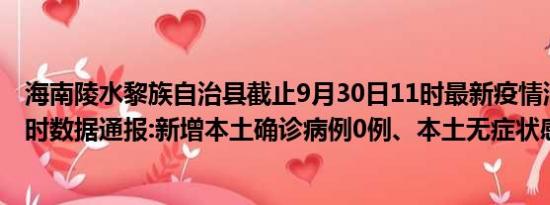 海南陵水黎族自治县截止9月30日11时最新疫情消息今天实时数据通报:新增本土确诊病例0例、本土无症状感染者0例