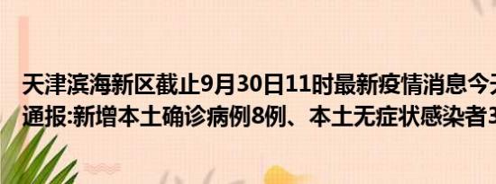 天津滨海新区截止9月30日11时最新疫情消息今天实时数据通报:新增本土确诊病例8例、本土无症状感染者33例