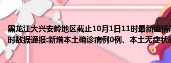 黑龙江大兴安岭地区截止10月1日11时最新疫情消息今天实时数据通报:新增本土确诊病例0例、本土无症状感染者1例