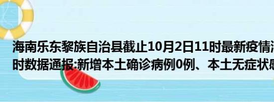 海南乐东黎族自治县截止10月2日11时最新疫情消息今天实时数据通报:新增本土确诊病例0例、本土无症状感染者0例