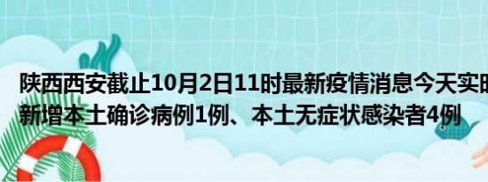 陕西西安截止10月2日11时最新疫情消息今天实时数据通报:新增本土确诊病例1例、本土无症状感染者4例