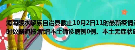 海南陵水黎族自治县截止10月2日11时最新疫情消息今天实时数据通报:新增本土确诊病例0例、本土无症状感染者0例