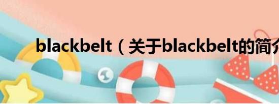 blackbelt（关于blackbelt的简介）