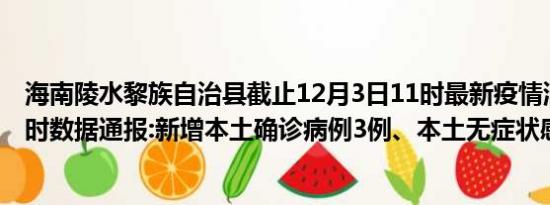 海南陵水黎族自治县截止12月3日11时最新疫情消息今天实时数据通报:新增本土确诊病例3例、本土无症状感染者3例