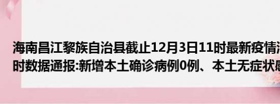 海南昌江黎族自治县截止12月3日11时最新疫情消息今天实时数据通报:新增本土确诊病例0例、本土无症状感染者0例