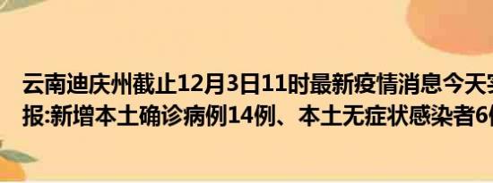 云南迪庆州截止12月3日11时最新疫情消息今天实时数据通报:新增本土确诊病例14例、本土无症状感染者6例