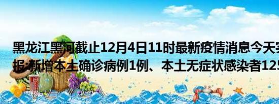 黑龙江黑河截止12月4日11时最新疫情消息今天实时数据通报:新增本土确诊病例1例、本土无症状感染者125例