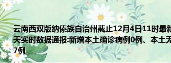 云南西双版纳傣族自治州截止12月4日11时最新疫情消息今天实时数据通报:新增本土确诊病例0例、本土无症状感染者7例