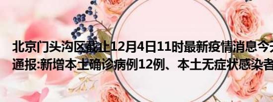 北京门头沟区截止12月4日11时最新疫情消息今天实时数据通报:新增本土确诊病例12例、本土无症状感染者64例