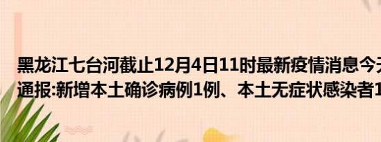 黑龙江七台河截止12月4日11时最新疫情消息今天实时数据通报:新增本土确诊病例1例、本土无症状感染者12例