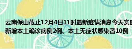 云南保山截止12月4日11时最新疫情消息今天实时数据通报:新增本土确诊病例2例、本土无症状感染者10例