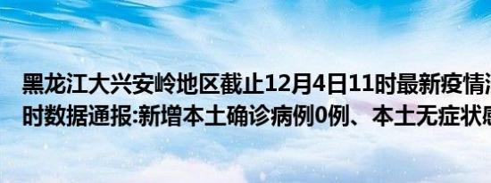 黑龙江大兴安岭地区截止12月4日11时最新疫情消息今天实时数据通报:新增本土确诊病例0例、本土无症状感染者2例