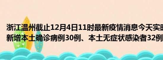 浙江温州截止12月4日11时最新疫情消息今天实时数据通报:新增本土确诊病例30例、本土无症状感染者32例