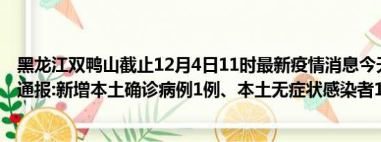 黑龙江双鸭山截止12月4日11时最新疫情消息今天实时数据通报:新增本土确诊病例1例、本土无症状感染者11例