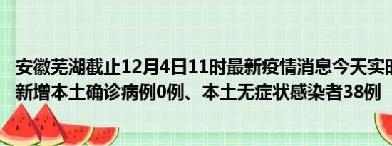 安徽芜湖截止12月4日11时最新疫情消息今天实时数据通报:新增本土确诊病例0例、本土无症状感染者38例