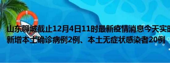 山东聊城截止12月4日11时最新疫情消息今天实时数据通报:新增本土确诊病例2例、本土无症状感染者20例