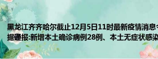 黑龙江齐齐哈尔截止12月5日11时最新疫情消息今天实时数据通报:新增本土确诊病例28例、本土无症状感染者189例