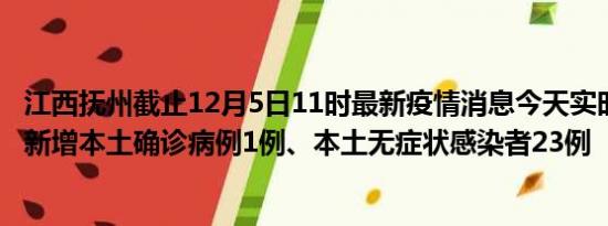 江西抚州截止12月5日11时最新疫情消息今天实时数据通报:新增本土确诊病例1例、本土无症状感染者23例