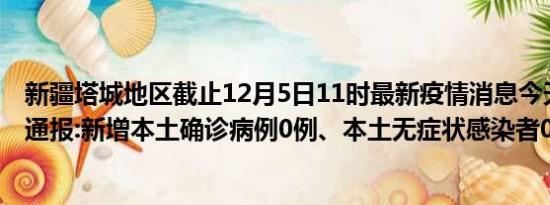 新疆塔城地区截止12月5日11时最新疫情消息今天实时数据通报:新增本土确诊病例0例、本土无症状感染者0例