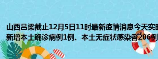 山西吕梁截止12月5日11时最新疫情消息今天实时数据通报:新增本土确诊病例1例、本土无症状感染者206例