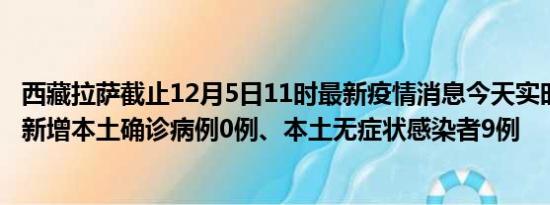 西藏拉萨截止12月5日11时最新疫情消息今天实时数据通报:新增本土确诊病例0例、本土无症状感染者9例