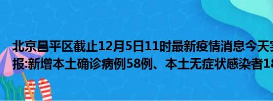 北京昌平区截止12月5日11时最新疫情消息今天实时数据通报:新增本土确诊病例58例、本土无症状感染者183例