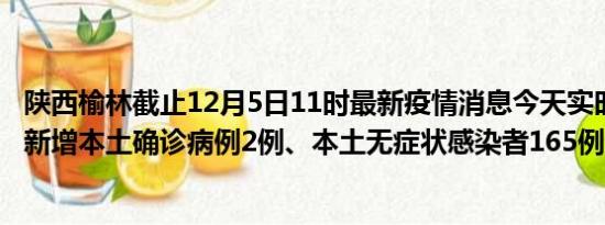 陕西榆林截止12月5日11时最新疫情消息今天实时数据通报:新增本土确诊病例2例、本土无症状感染者165例