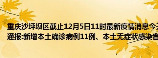 重庆沙坪坝区截止12月5日11时最新疫情消息今天实时数据通报:新增本土确诊病例11例、本土无症状感染者31例