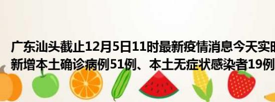 广东汕头截止12月5日11时最新疫情消息今天实时数据通报:新增本土确诊病例51例、本土无症状感染者19例