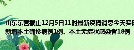 山东东营截止12月5日11时最新疫情消息今天实时数据通报:新增本土确诊病例1例、本土无症状感染者18例