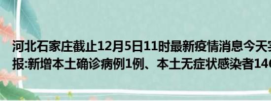 河北石家庄截止12月5日11时最新疫情消息今天实时数据通报:新增本土确诊病例1例、本土无症状感染者146例