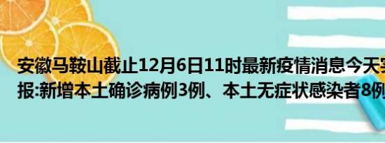 安徽马鞍山截止12月6日11时最新疫情消息今天实时数据通报:新增本土确诊病例3例、本土无症状感染者8例