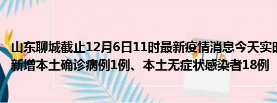 山东聊城截止12月6日11时最新疫情消息今天实时数据通报:新增本土确诊病例1例、本土无症状感染者18例