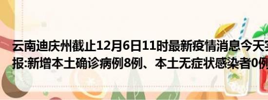 云南迪庆州截止12月6日11时最新疫情消息今天实时数据通报:新增本土确诊病例8例、本土无症状感染者0例