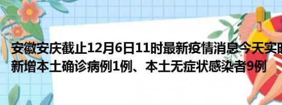 安徽安庆截止12月6日11时最新疫情消息今天实时数据通报:新增本土确诊病例1例、本土无症状感染者9例