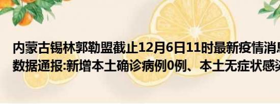 内蒙古锡林郭勒盟截止12月6日11时最新疫情消息今天实时数据通报:新增本土确诊病例0例、本土无症状感染者36例