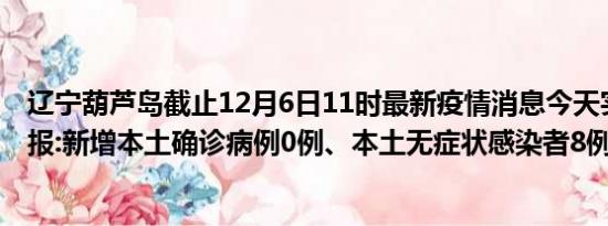 辽宁葫芦岛截止12月6日11时最新疫情消息今天实时数据通报:新增本土确诊病例0例、本土无症状感染者8例