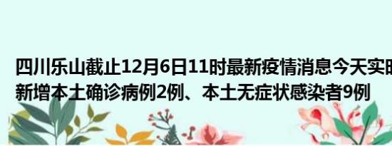 四川乐山截止12月6日11时最新疫情消息今天实时数据通报:新增本土确诊病例2例、本土无症状感染者9例