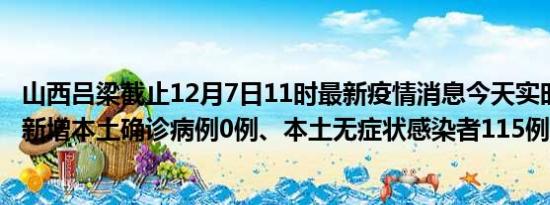 山西吕梁截止12月7日11时最新疫情消息今天实时数据通报:新增本土确诊病例0例、本土无症状感染者115例