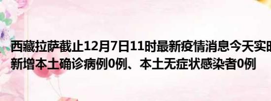 西藏拉萨截止12月7日11时最新疫情消息今天实时数据通报:新增本土确诊病例0例、本土无症状感染者0例