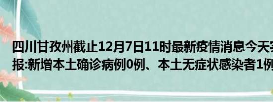 四川甘孜州截止12月7日11时最新疫情消息今天实时数据通报:新增本土确诊病例0例、本土无症状感染者1例