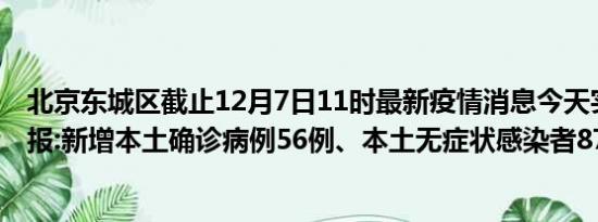 北京东城区截止12月7日11时最新疫情消息今天实时数据通报:新增本土确诊病例56例、本土无症状感染者87例