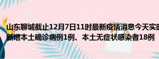 山东聊城截止12月7日11时最新疫情消息今天实时数据通报:新增本土确诊病例1例、本土无症状感染者18例