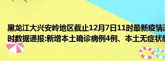 黑龙江大兴安岭地区截止12月7日11时最新疫情消息今天实时数据通报:新增本土确诊病例4例、本土无症状感染者9例