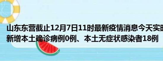 山东东营截止12月7日11时最新疫情消息今天实时数据通报:新增本土确诊病例0例、本土无症状感染者18例