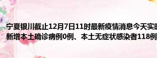 宁夏银川截止12月7日11时最新疫情消息今天实时数据通报:新增本土确诊病例0例、本土无症状感染者118例